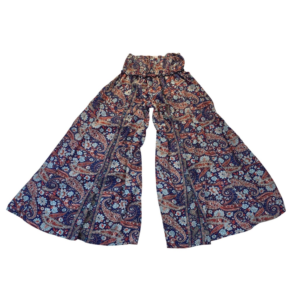 Karma Highway Paisley Wide Leg Smocked Pants One Size Boho Hippie Festival Beach